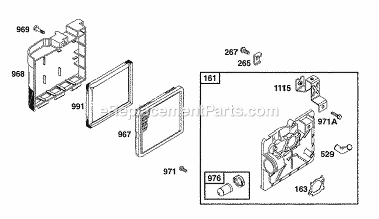 Air Cleaner Grp Diagram and Parts List for 133702-0138-01  Briggs and Stratton Engine